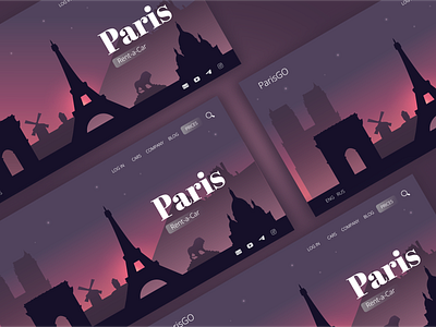 Silhouette Vector illustrarion for Paris Car Rental Website