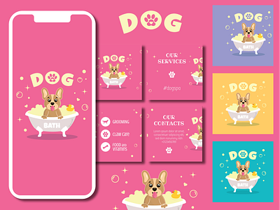 cute vector illustration for instagram grooming salon adobe illustrator design dog graphic design grooming grooming salon illustration instagram instagram carousel pets vector vector illustration