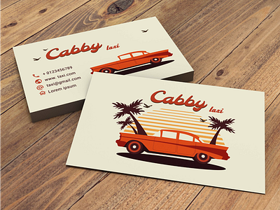 Taxi business card design in retro style