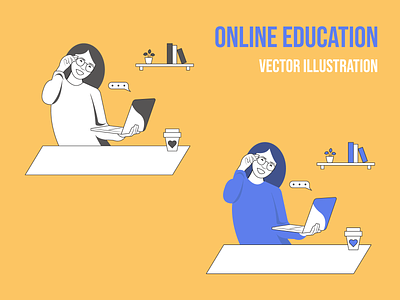 online education vector illustration adobe illustrator character design education graphic design illustrdation minimalism online education vector web