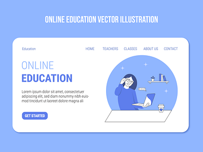 vector illustration for online education website adobe illustrator character design education graphic design minimalism online education vector web