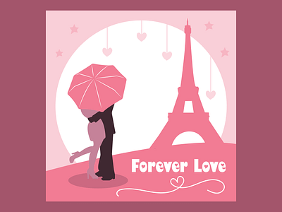 illustration for valentine's day lovers in Paris adobe illustrator design graphic design illustration love paris valentines day vector