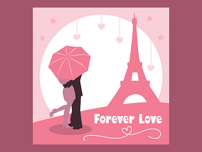 illustration for valentine's day lovers in Paris