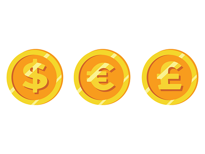 Golden dollar euro pound isolated coin icon. Vector illustration bank business cash coin currency digital dollar economy euro exchange financial gold icon logotype money payment pound set symbol webdesign