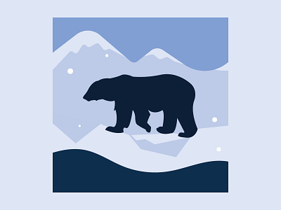 polar bear silhouette on background of snowy mountains vector