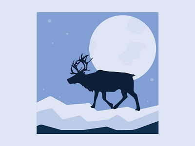 reindeer silhouette vector  winter illustration