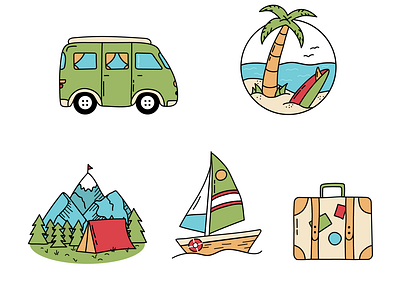 Collection of icons on the theme of recreation for the website app design graphic design icon icons illustration vector web