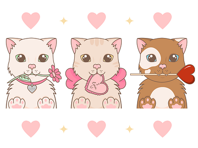 Valentine's Kitten cats cute illustration graphic design heart illustration kitten love valentines valentines day vector graphic vector illustration