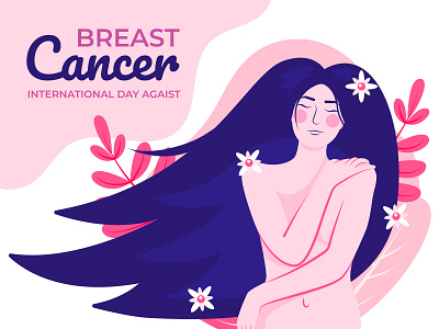 The Breast Cancer Awareness Month illustration adobe illustrator breast cancer flower graphic design ill illustration october pink illustration vector vector illustration woman woman illustration