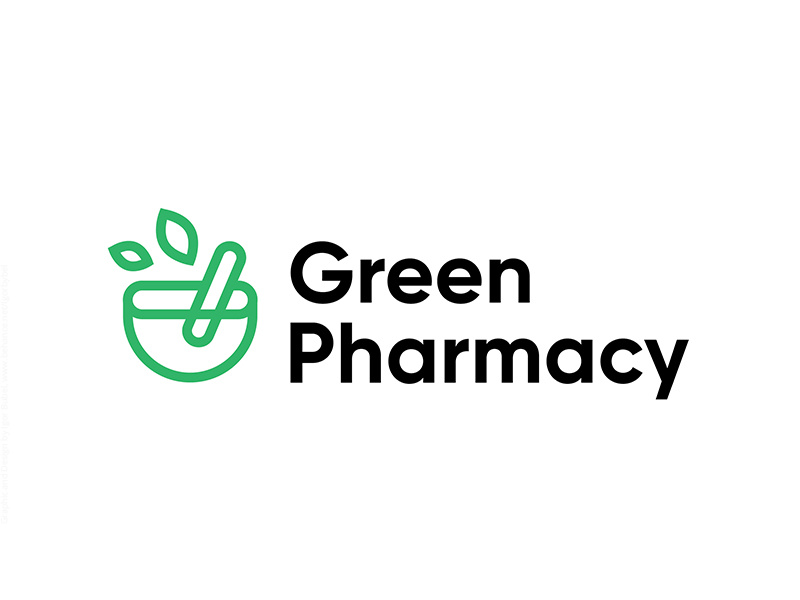 Green Pharmacy brand logo nature mark logotype natural illustration icon pharmacy green symbol
