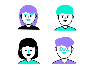 Faces avatar brand character color colorful design face fun happy illustration vector web