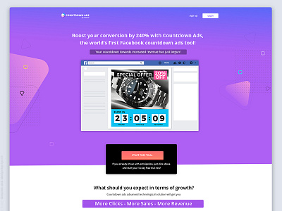 Countdown Ads Page color design digital color gradient interface marketing product sturtup ui ux web webpage