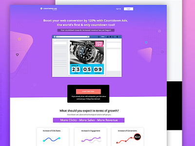 Countdown Ads Page color design digital gradient interface landing page modern product startup ui ux web