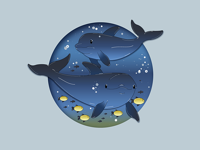 dolphins design dolphins graphic design illustration ocean sea vector water иллюстратор