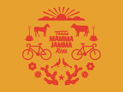 Mamma Jamma Shirt austin bicycle blockprint cactus country cow cycling flower grackle horse illustration linocut texas vector woodcut yucca