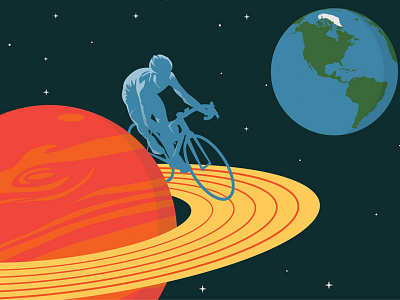 Space Illustration bicycles bikes cyclist space