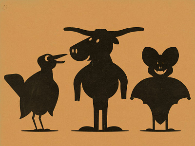 3 Amigos 50s 60s 70s austin bat bird character cow grackle illustration longhorn retro texas