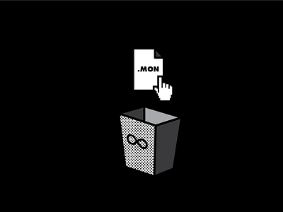 Monday doodle halftone illustration monday toast trashbin