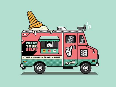 Treat Yo'Self fresh halftone ice cream ice cream truck nom summer