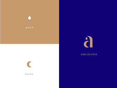 aQUALUNA a aqua branding classy identity logo luna monogram moon restaurant water