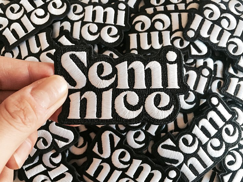 Seminice Patch branding identity logo lettering typography badges patches goods semi nice