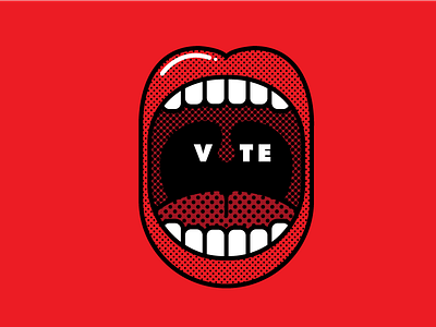 Go Vote go vote halftone illustration mouth vote