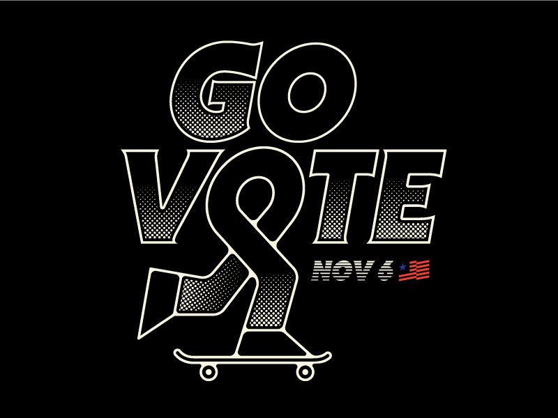 Go Vote flag us america halftone skate skateboard voting govote vote