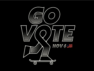 Go Vote america flag govote halftone skate skateboard us vote voting