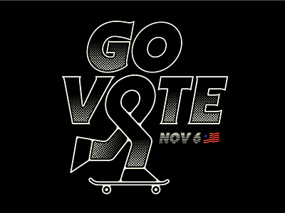 Go Vote america flag govote halftone skate skateboard us vote voting