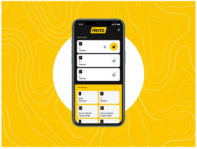 Office Access app UI for Hertz access automation black hertz home automation minimal office smart smart home smart lock yellow