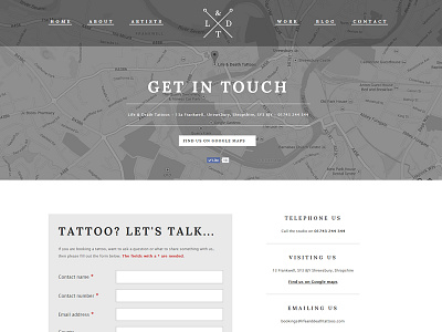 Life & Death Tattoos - Website