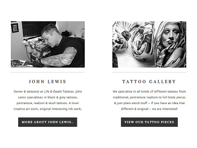 Life & Death Tattoos - Website - Element black death element grey life lifedeath tattoo tattoos ui website wordpress