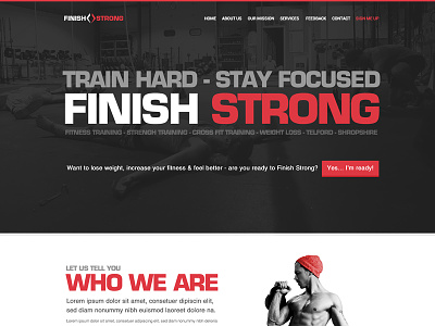 Finish Strong - Website Homepage Concept crossfit finish fitness homepage kettle landing landing page living strong ui website