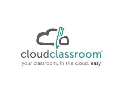 Cloud Classroom Logo branding cloud logo pencil teal teale