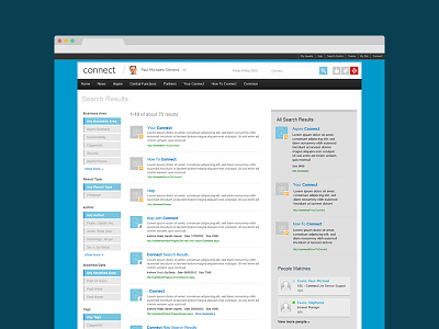 Capgemini SharePoint Intranet - Connect blue corporate flat intranet metro search sharepoint ui