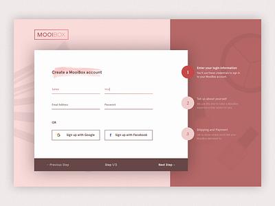 Beauty Subscription Boxes for Women by MooiBox · Onboarding app beauty product branding flat onboarding onboarding screen onboarding screens signup signup form signup page ui ui ux user experience user experience design user interface user interface design ux ux design web web application