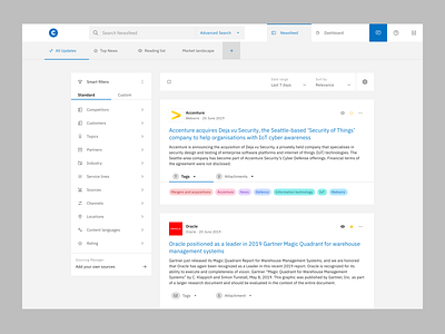 Market Intelligence Platform by Contify · Newsfeed app competitive intelligence competitor tracking enterprise enterprise app enterprise ux industry monitoring market intelligence news app news feed newsfeed ui ui ux user experience user experience design user interface user interface design ux ux design web application