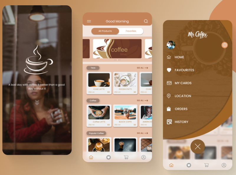 Coffee app ui design by Sourov Chowdhury on Dribbble