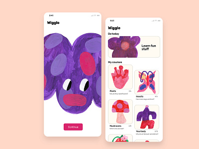 Wiggle - Biology Learning App for Kids app children design education fun illustration kid logo mobile ui ux vector