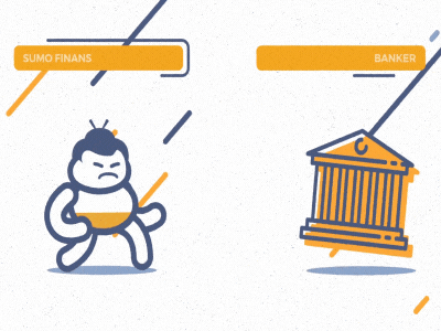 Bank vs Sumo 2d animation bank design explainer fight flat sumo video