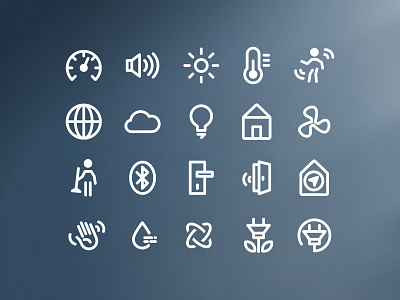 Icon set for smart thermostat blue branding icon design icon set iconography icons internet of things thermostat visual design