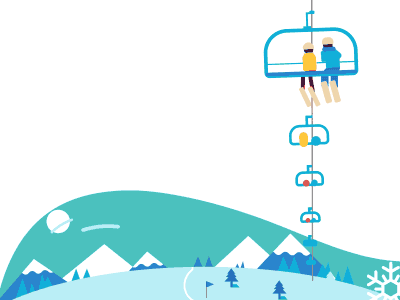 Ski Lift ae app flat illustration ios lift lottie mountains snowboard trees