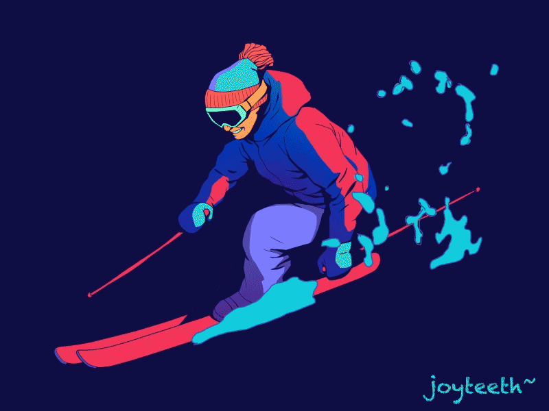 skiing 2d animation illustration ski skiing