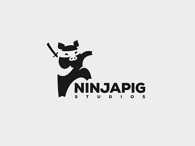 Logo for kids entertainment channel logo negative space ninja pig