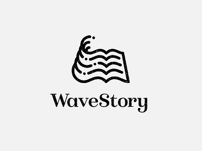 Wavestory logo book line art logo story water waves