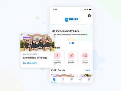 Cialfo Mobile Events cialfo design app design product ios mobile app ui ux