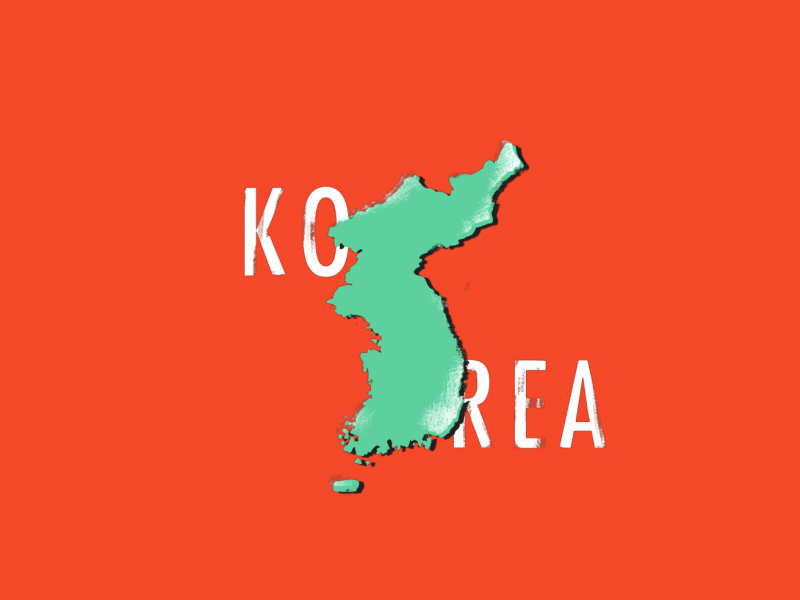 Korea split 2d aftereffects animated font design geopolitics gif illustration korea map niu north korea south korea title valentin nouvel world