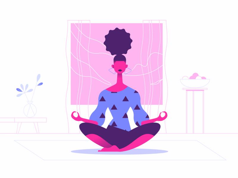 YOGA 2d animation character character animation character design colorfull flat gif illustration lotus lotus pose pink yoga yoga pose