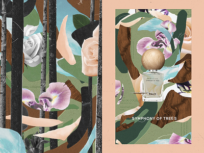 Symphony of trees abstract character animation collage digital collage dirgital art eau de cologne elegant flowers forest nature niu perfume