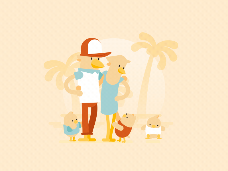 Make children 2d bird character cute family flat animation gif kids